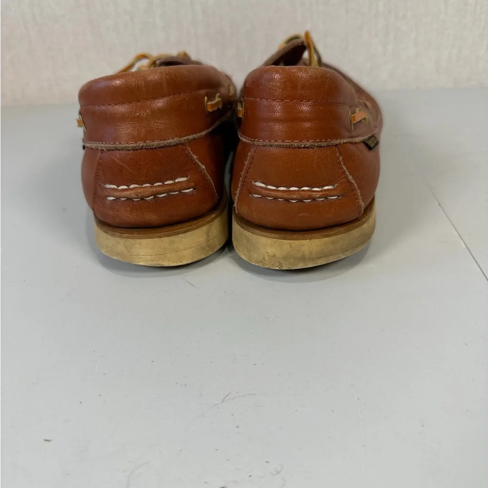 Harbor Tack Sail Boat Shoes-Genuine Hand Sewn Brown Leather‎ Size 12